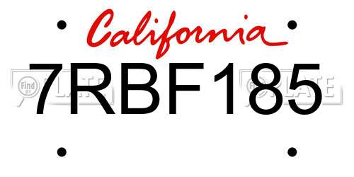 7RBF185 California License Plate
