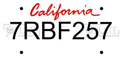 7RBF257 California License Plate