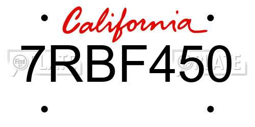 7RBF450 California License Plate