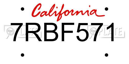 7RBF571 California License Plate