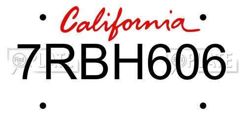 7RBH606 California License Plate