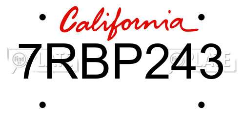 7RBP243 California License Plate