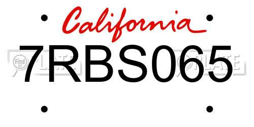 7RBS065 California License Plate