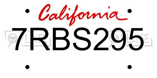 7RBS295 California License Plate