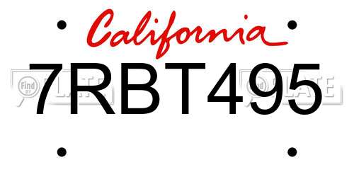 7RBT495 California License Plate