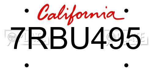 7RBU495 California License Plate