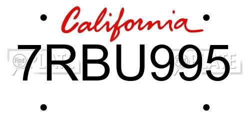 7RBU995 California License Plate