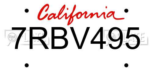 7RBV495 California License Plate