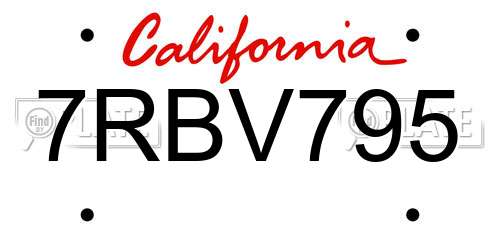 7RBV795 California License Plate