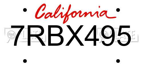 7RBX495 California License Plate