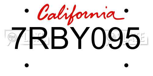 7RBY095 California License Plate