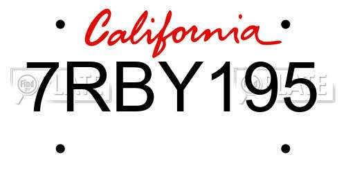 7RBY195 California License Plate