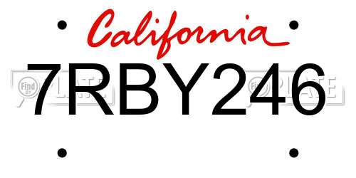 7RBY246 California License Plate