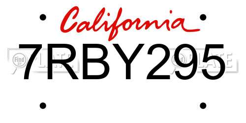 7RBY295 California License Plate