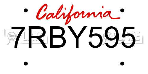 7RBY595 California License Plate