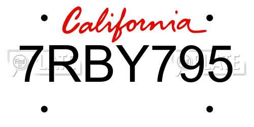 7RBY795 California License Plate