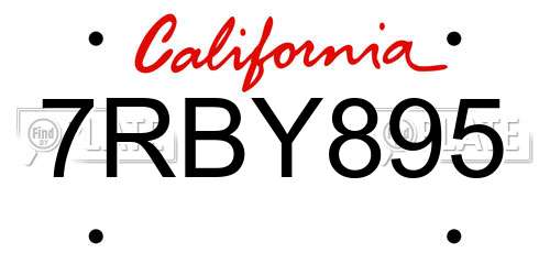 7RBY895 California License Plate