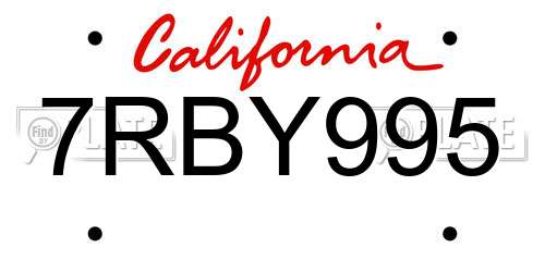 7RBY995 California License Plate