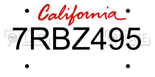 7RBZ495 California License Plate
