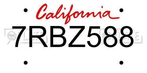 7RBZ588 California License Plate