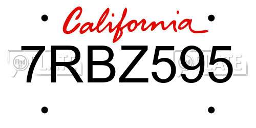 7RBZ595 California License Plate