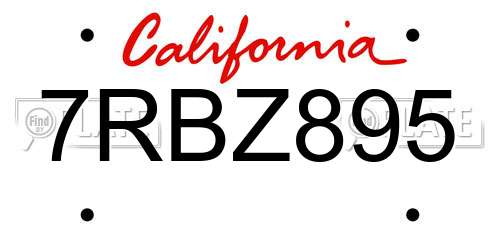 7RBZ895 California License Plate
