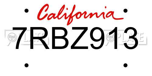 7RBZ913 California License Plate
