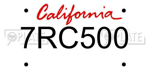 7RC500 California License Plate