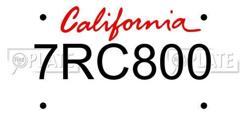 7RC800 California License Plate