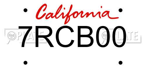 7RCB00 California License Plate