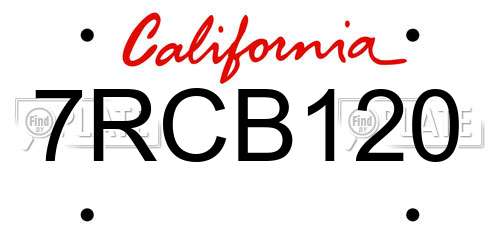 7RCB120 California License Plate