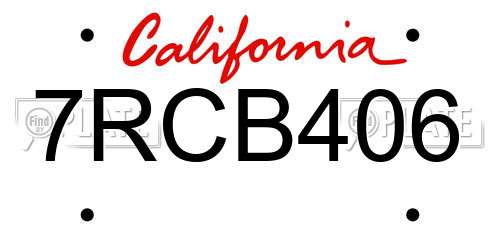 7RCB406 California License Plate