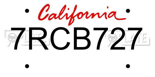 7RCB727 California License Plate