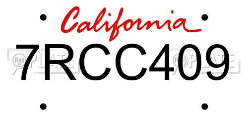 7RCC409 California License Plate