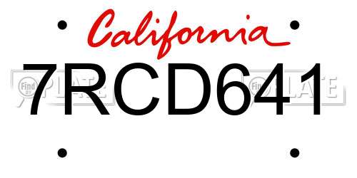 7RCD641 California License Plate