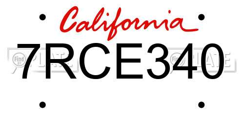 7RCE340 California License Plate