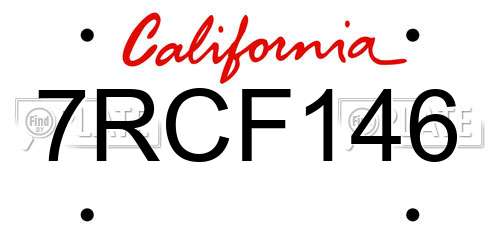 7RCF146 California License Plate