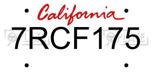7RCF175 California License Plate