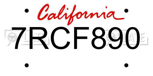 7RCF890 California License Plate