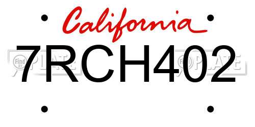 7RCH402 California License Plate