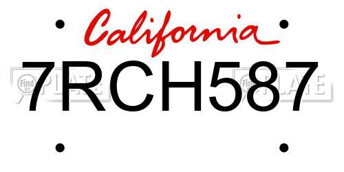7RCH587 California License Plate