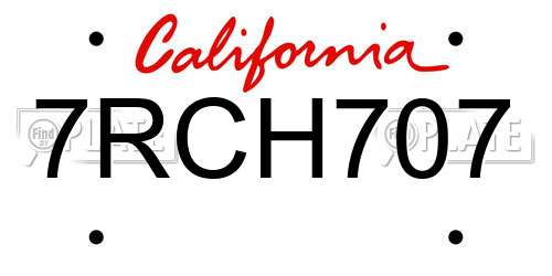 7RCH707 California License Plate