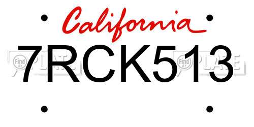 7RCK513 California License Plate
