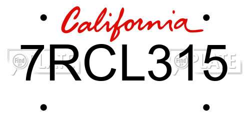 7RCL315 California License Plate
