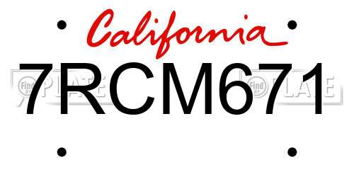 7RCM671 California License Plate