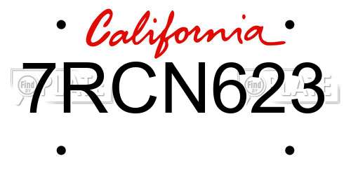 7RCN623 California License Plate