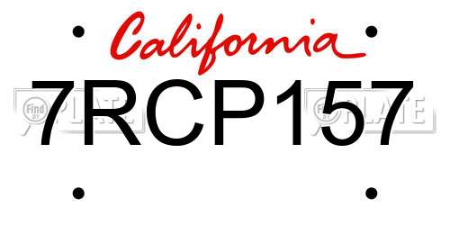 7RCP157 California License Plate