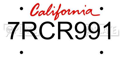 7RCR991 California License Plate