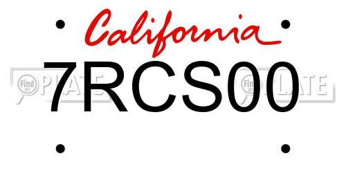 7RCS00 California License Plate