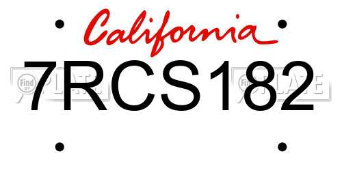 7RCS182 California License Plate